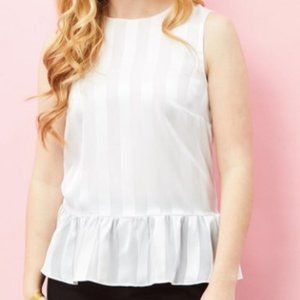 NWT Minna Ivory Ruffle-Hem Sleeveless Top | XL